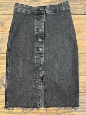 Abercrombie Ultra High Rise Black-Button Front Denim Skirt Faded Black